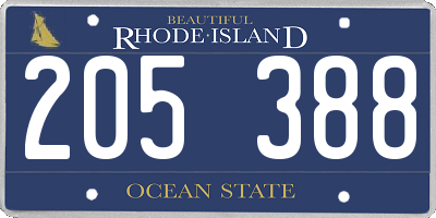 RI license plate 205388