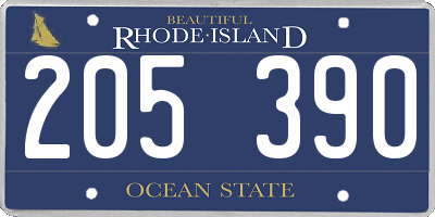 RI license plate 205390