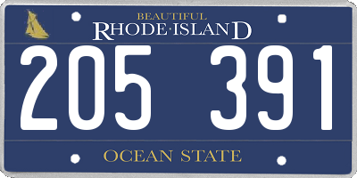 RI license plate 205391