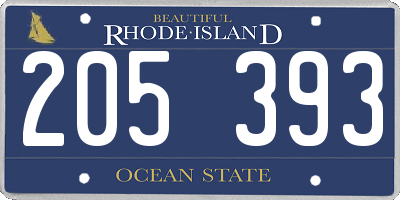 RI license plate 205393