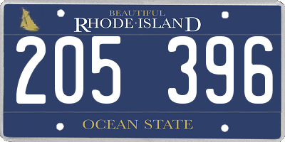 RI license plate 205396
