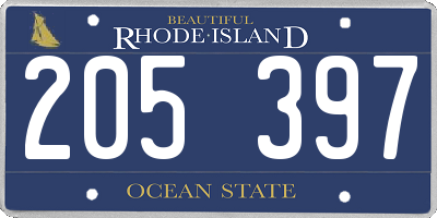 RI license plate 205397
