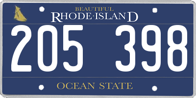 RI license plate 205398