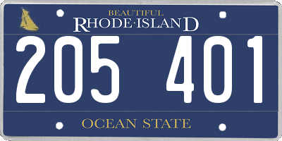 RI license plate 205401