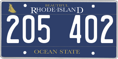 RI license plate 205402