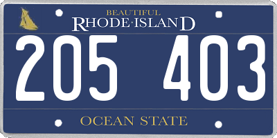 RI license plate 205403