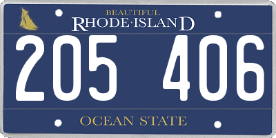 RI license plate 205406