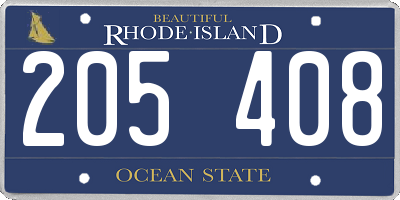 RI license plate 205408