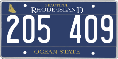 RI license plate 205409