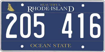 RI license plate 205416