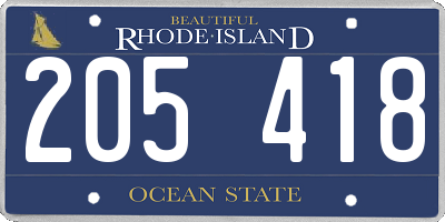 RI license plate 205418