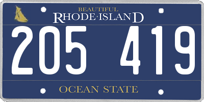 RI license plate 205419