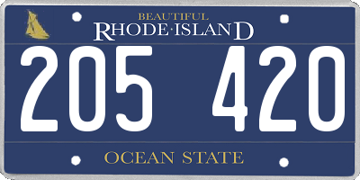 RI license plate 205420