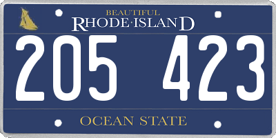 RI license plate 205423