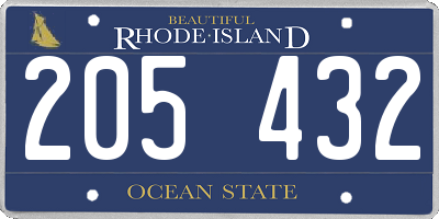 RI license plate 205432