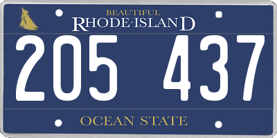 RI license plate 205437
