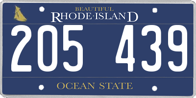 RI license plate 205439