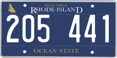 RI license plate 205441