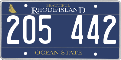 RI license plate 205442