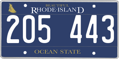 RI license plate 205443