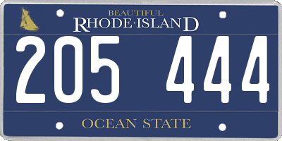 RI license plate 205444