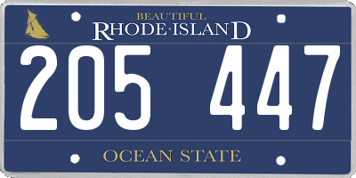 RI license plate 205447
