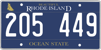 RI license plate 205449
