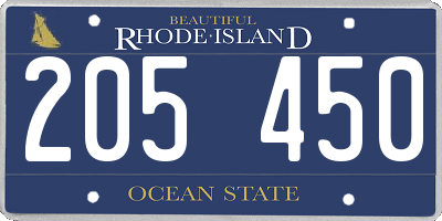 RI license plate 205450