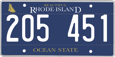 RI license plate 205451