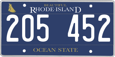 RI license plate 205452