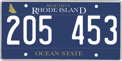 RI license plate 205453