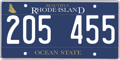 RI license plate 205455