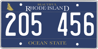 RI license plate 205456