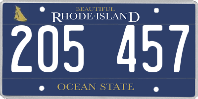 RI license plate 205457