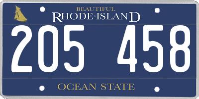 RI license plate 205458