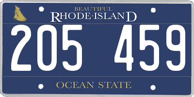 RI license plate 205459