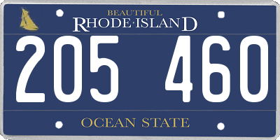 RI license plate 205460