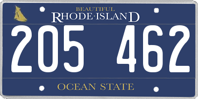 RI license plate 205462