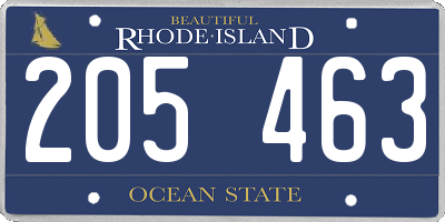 RI license plate 205463