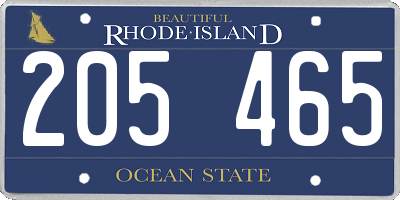 RI license plate 205465