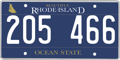 RI license plate 205466