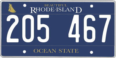 RI license plate 205467