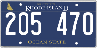 RI license plate 205470