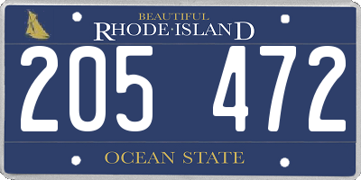 RI license plate 205472