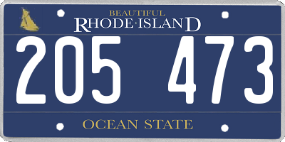 RI license plate 205473