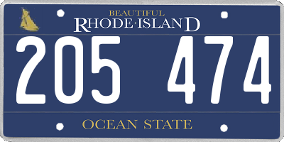 RI license plate 205474