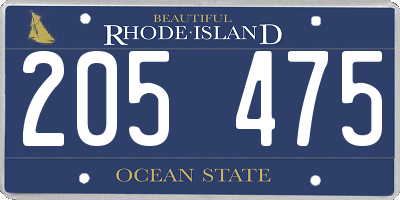 RI license plate 205475