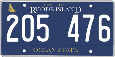 RI license plate 205476
