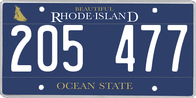 RI license plate 205477