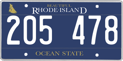 RI license plate 205478